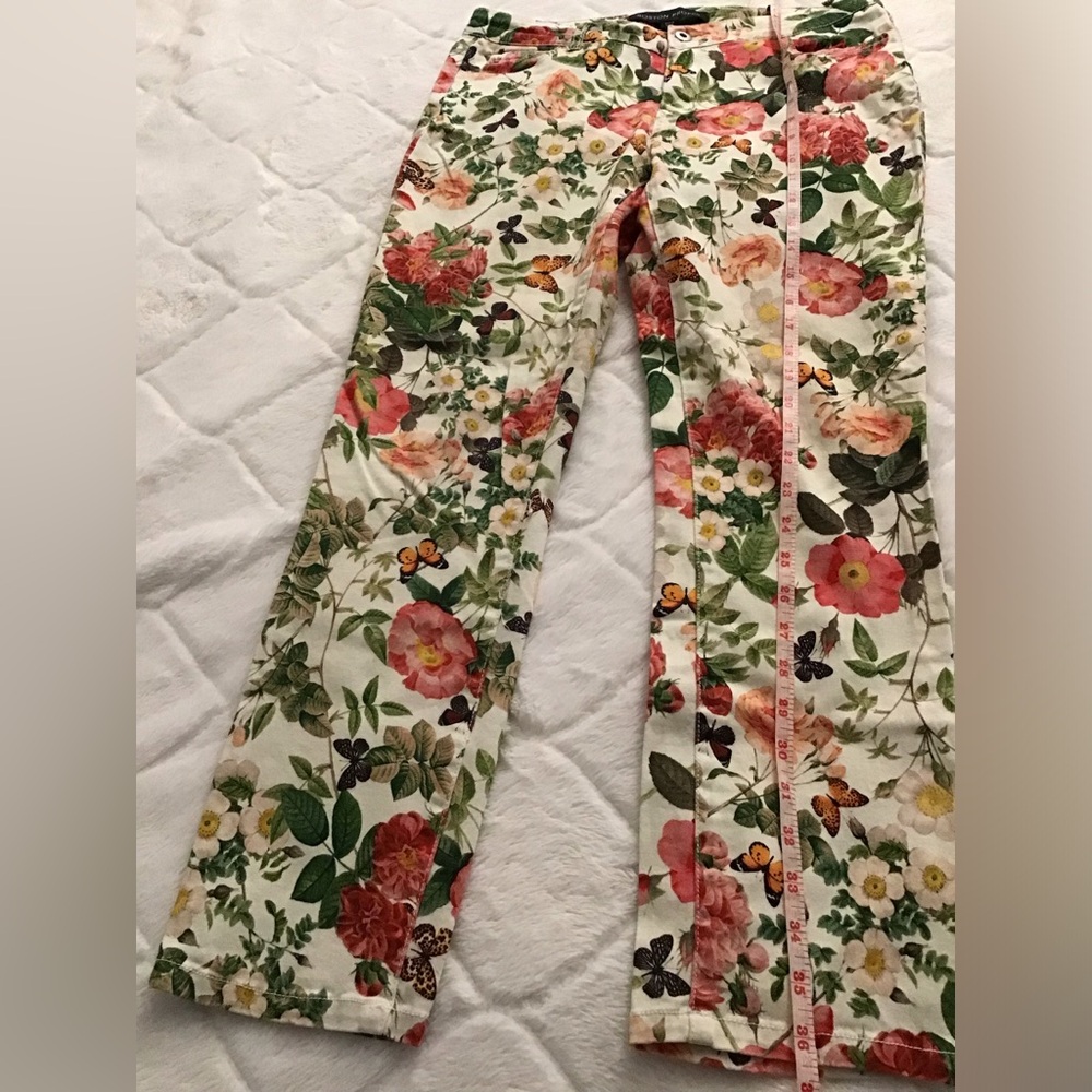 Boston Proper Leaf Print Pants - Green and White - Picture 4 of 7